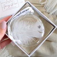 Amaya Rose Ltd In Memory of Heart Stamp Feather Round Bauble Gift Boxed.Memorial in Clear
