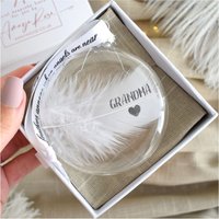 Amaya Rose Ltd In Memory of Grandma Feather Round Bauble Gift Boxed. Memorial Décor in Clear