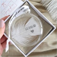 Amaya Rose Ltd In Memory of Grandad Feather Round Bauble Gift Boxed. Memorial Décor in Clear