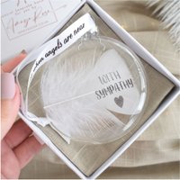 Amaya Rose Ltd In Memory of With Sympathy Feather Round Bauble Gift Boxed.Christmas in Clear