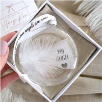 Amaya Rose Ltd In Memory of My Angel Feather Round Bauble Gift Boxed. Memorial Décor in Clear