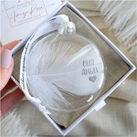 Amaya Rose Ltd In Memory of Our Angel Feather Round Bauble Gift Boxed. Memorial Décor in Clear
