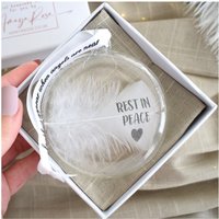 Amaya Rose Ltd In Memory of Rest In Peace feather Round Bauble Gift Boxed. Memorial in Clear