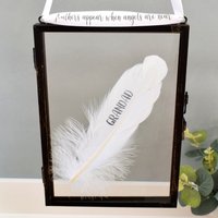 Amaya Rose Ltd In Memory of Grandad Real feather Floating Picture Frame. Memorial in Black