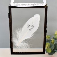 Amaya Rose Ltd My Angel In Memory of Real feather Floating Picture Frame. Memorial in Black