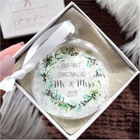 First Christmas as Mr & Mrs Bauble 2026 Newlywed Christmas Ornament Clear