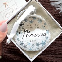 First Christmas Married Bauble 2026 Newlywed Christmas Ornament Clear
