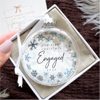 First Christmas Engaged Bauble 2026 Engagement Christmas Ornament Clear