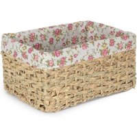 Red Hamper Small Thatch Grass Woven Storage Basket with Garden Rose Cotton Lining in Brown | Size: XL
