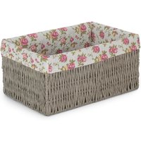 Red Hamper Paper Rope Storage Basket with Garden Rose Cotton Lining in Grey | Size: XL