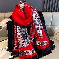 PEACH ACCESSORIES Women's Vibrant Floral Scarf in Red