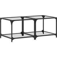 Berkfield Home Coffee Tables with Transparent Glass Top 2 pcs 50x50x40 cm Steel in Brown | Size: 50 x 50 x 40 cm