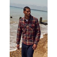 Animal Men's 'Tide' Lightweight Fleece Lined Shirt Stylish Warm Button Down Top in Maroon | Size: XS