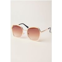 Gold Frame Oversized Sunglasses Brown
