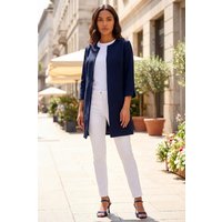 Roman Women's 3/4 Sleeve Textured Longline Jacket in Navy | Size: 16