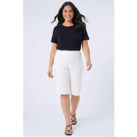 Roman Women's Curve Knee Length Elastic Waist Stretch Shorts in White | Size: 26-28