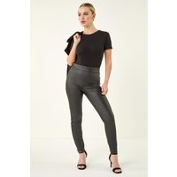 Petite Faux Leather Pull On Trousers