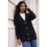 Roman Women's Relaxed Longline Cardigan in Black