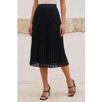 Petite Pleated Elastic Waist Midi Skirt
