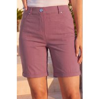 Roman Women's Elastic Waist Turn Up Stretch Shorts in Beige | Size: 18
