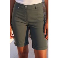Roman Women's Elastic Waist Turn Up Stretch Shorts in Green | Size: 18