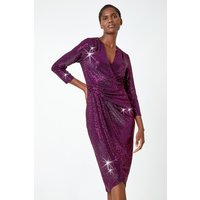 Sequin Gathered Wrap Stretch Dress