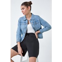 Roman Women's Cotton Elastic Waist Tie Detail Pocket Shorts in Black | Size: 10