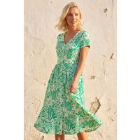 Petite Tropical Pocket Stretch Midi Dress