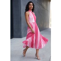Ombre Stripe Pleated Midi Dress