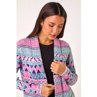 Chevron Pattern Longline Cardigan Light