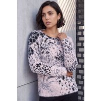 Fluffy Tropical Print Knit Jumper Light