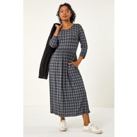 Roman Women's Petite Geometric Spot Midi Dress in Grey | Size: 16