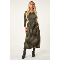 Roman Women's Petite Geometric Spot Midi Dress in Khaki | Size: 12