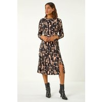 Roman Women's Stretch Abstract Belted Dress in Black | Size: 20