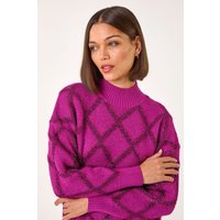 Diamond Print Tinsel High Neck Jumper