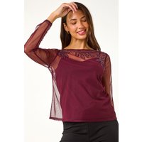 Embellished Sequin Mesh Top