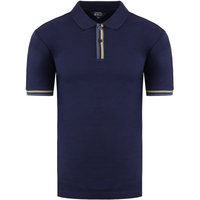 Short Sleeve Collared Placket Interest Polo Shirt Blue