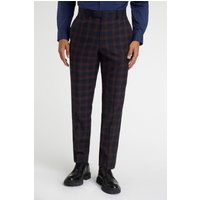 Regular Fit Burgundy Check Trousers 42R