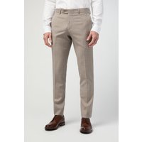 Tailored Fit Italian Oatmeal Check Trousers Beige 34R
