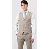 Slim Fit Italian Oatmeal Check Waistcoat Beige 48R