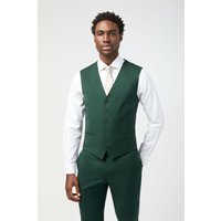 Slim Fit Italian Super 100" s Bottle Green Twill Waistcoat 44R