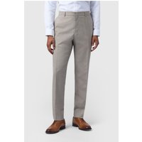Ted Baker Men's Flat Fronted Checked Slim Fit Suit Trousers in Light Sand | Size: 40R