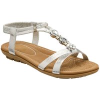 Lotus Women's Silver 'Bettina' Flat Sandals | Size: 6