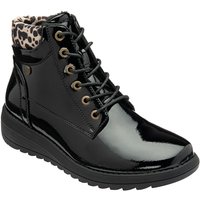 Lotus Women's 'Abelia' Patent Zip-Up Ankle Boots in Black | Size: 8