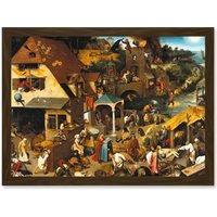 Artery8 Hieronymus Bosch Pieter Bruegel Elder Paintings 1559 Artwork Framed Wall Art Print A4 in Brown