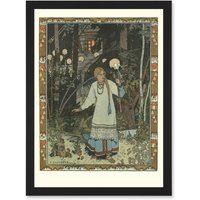 Artery8 Ivan Bilibin Illustration Fairy Tale Vasilisa Beautiful 1990 Artwork Framed Wall Art Print A4 in Black