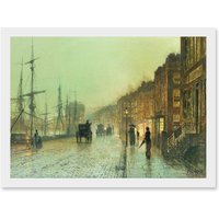 Artery8 John Atkinson Grimshaw Glasgow Docks 1881 Old Master Painting Artwork Framed Wall Art Print A4 in White