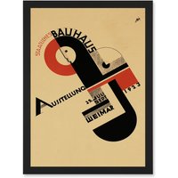 Artery8 Exhibition Bauhaus Weimar Icon Germany Vintage Retro Advert Poster Artwork Framed Wall Art Print A4 in Black