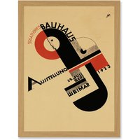 Artery8 Exhibition Bauhaus Weimar Icon Germany Vintage Retro Advert Poster Artwork Framed Wall Art Print A4 in Light Oak