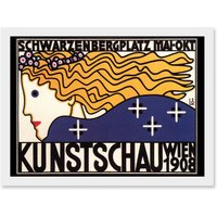 Artery8 Cultural Exhibition Vienna Austria Kunstschau Wien 1908 Vintage Advert Poster Artwork Framed Wall Art Print A4 in White
